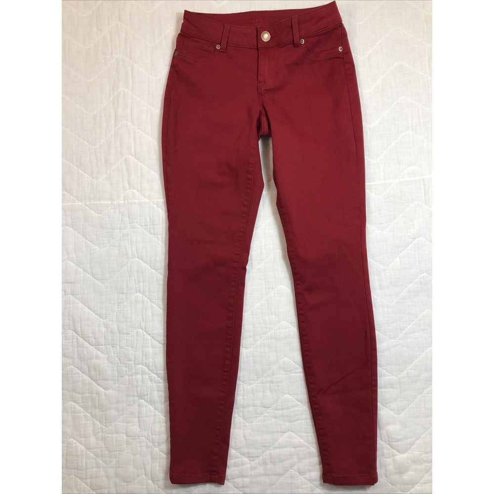 Maurice Pants Womens XS Deep Red Skinny Low Rise Jeans Jeggings Comfort Stretch‎